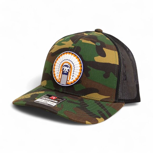 Illinois Fighting Illini Chief Illiniwek 3D Snapback Trucker Hat- Army Camo/ BLK - Picture 1 of 3